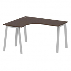 Metal System Стол криволинейный левый на А-образном м/к БА.СА-3 (L) Венге Цаво/Металл Серый 1400*120