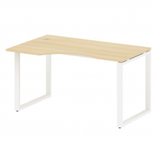 Metal System Стол криволинейный левый на О-образном м/к БО.СА-2 (L) Акация Лорка/Металл Белый 1400*9