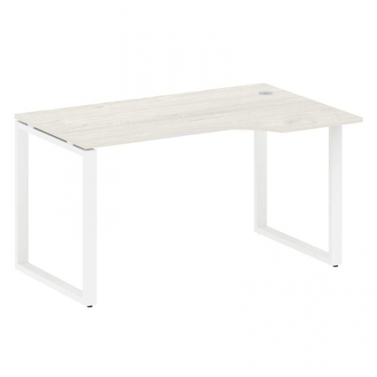 Metal System Стол криволинейный правый на О-образном м/к БО.СА-2 (R) Дуб Наварра/Металл Белый 1400*9