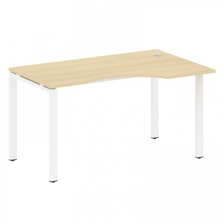 Metal System Стол криволинейный правый на П-образном м/к БП.СА-2 (R) Акация Лорка/Металл Белый 1400*