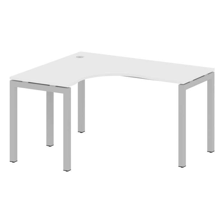 Metal System Quattro Стол криволинейный левый на П-образном м/к 50БП.СА-3 (L) Белый/Металл Серый 140