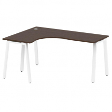Metal System Стол криволинейный левый на А-образном м/к БА.СА-4 (L) Венге Цаво/Металл Белый 1600*120