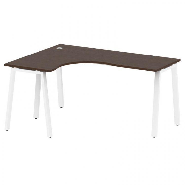 Metal System Стол криволинейный левый на А-образном м/к БА.СА-4 (L) Венге Цаво/Металл Белый 1600*120