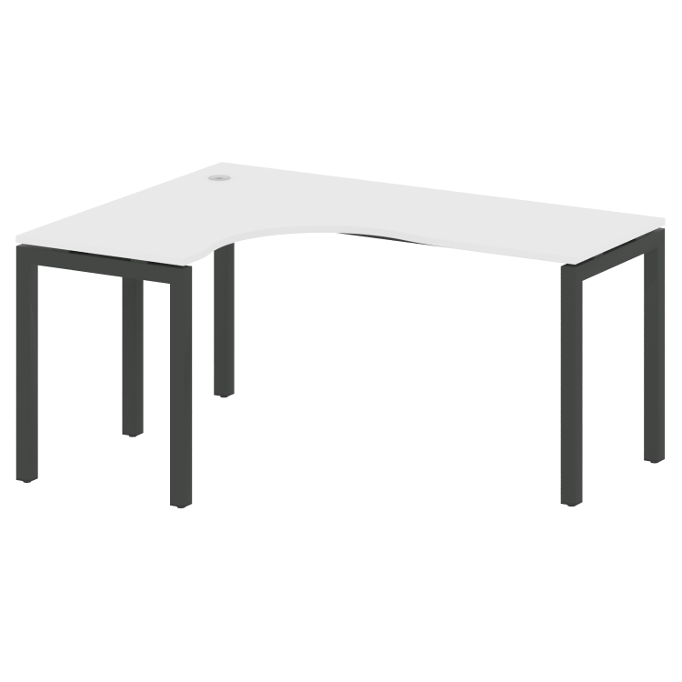 Metal System Quattro Стол криволинейный левый на П-образном м/к 50БП.СА-4 (L) Белый/Металл Антрацит