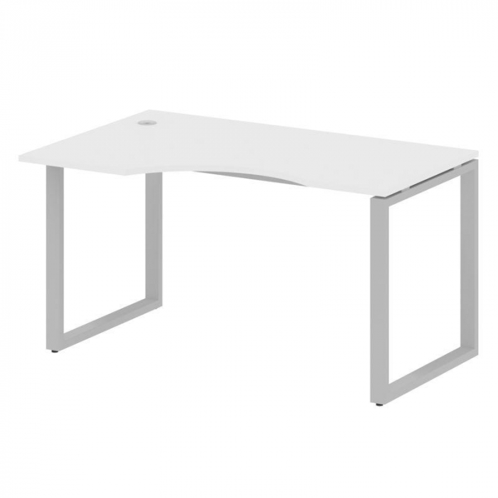 Метал Систем Стол криволинейный левый на О-образном м/к БО.СА-2 (L) Белый/Металл Серый 1400*900*750