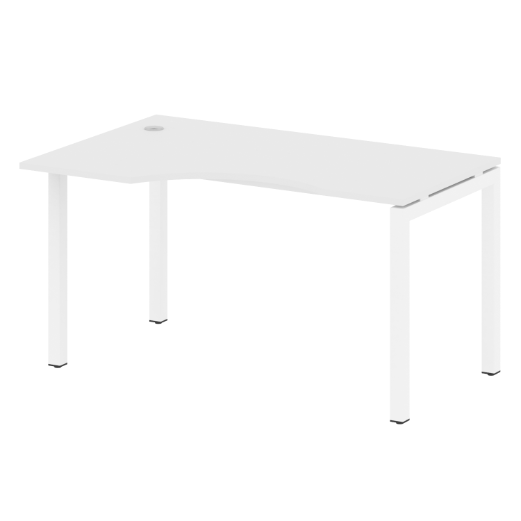 Metal System Quattro Стол криволинейный левый на П-образном м/к 50БП.СА-2 (L) Белый/Металл Белый 140