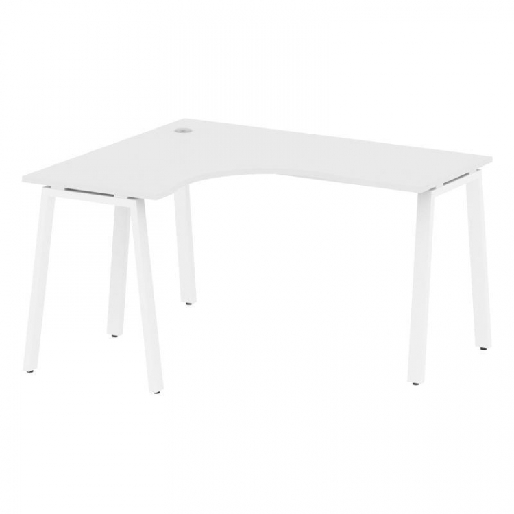 Metal System Стол криволинейный левый на А-образном м/к БА.СА-3 (L) Белый/Металл Белый 1400*1200*750