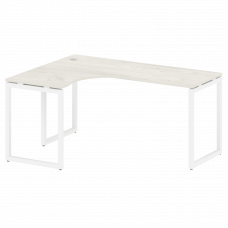 Metal System Quattro Стол криволинейный левый на О-образном м/к 40БО.СА-4 (L) Дуб Наварра/Металл Бел