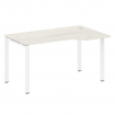 Metal System Стол криволинейный правый на П-образном м/к БП.СА-2 (R) Дуб Наварра/Металл Белый 1400*9