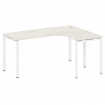 Metal System Стол криволинейный правый на П-образном м/к БП.СА-4 (R) Дуб Наварра/Металл Белый 1600*1