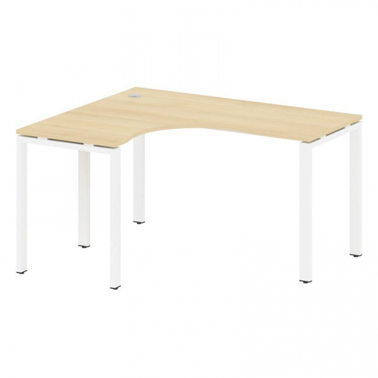 Metal System Стол криволинейный левый на П-образном м/к БП.СА-3 (L) Акация Лорка/Металл Белый 1400*1