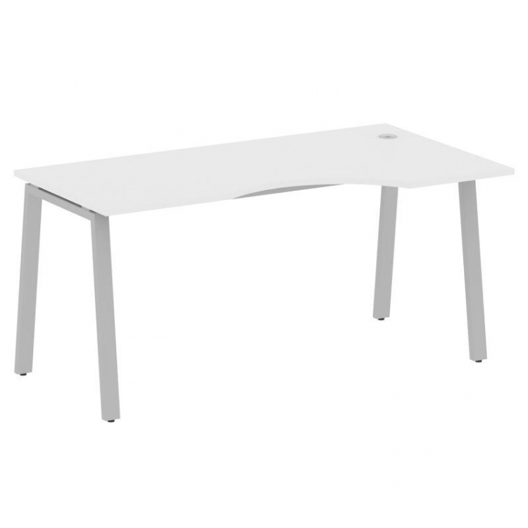 Metal System Стол криволинейный правый на А-образном м/к БА.СА-1 (R) Белый/Металл Серый 1600*900*750