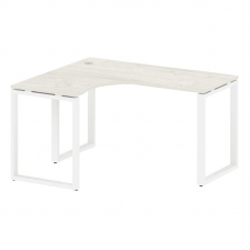 Metal System Стол криволинейный левый на О-образном м/к БО.СА-3 (L) Дуб Наварра/Металл Белый 1400*12