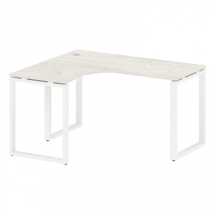 Metal System Стол криволинейный левый на О-образном м/к БО.СА-3 (L) Дуб Наварра/Металл Белый 1400*12