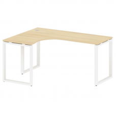 Metal System Стол криволинейный левый на О-образном м/к БО.СА-4 (L) Акация Лорка/Металл Белый 1600*1