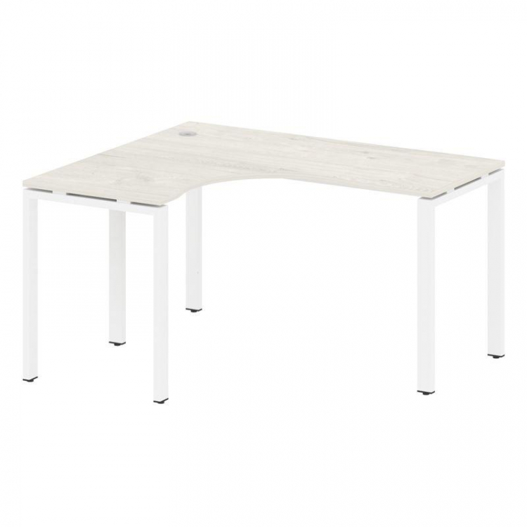 Metal System Стол криволинейный левый на П-образном м/к БП.СА-3 (L) Дуб Наварра/Металл Белый 1400*12