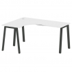 Metal System Стол криволинейный левый на А-образном м/к БА.СА-4 (L) Белый/Металл Антрацит 1600*1200*