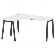 Metal System Стол криволинейный левый на А-образном м/к БА.СА-4 (L) Белый/Металл Антрацит 1600*1200*
