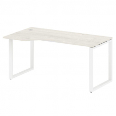 Metal System Стол криволинейный левый на О-образном м/к БО.СА-1 (L) Дуб Наварра/Металл Белый 1600*90
