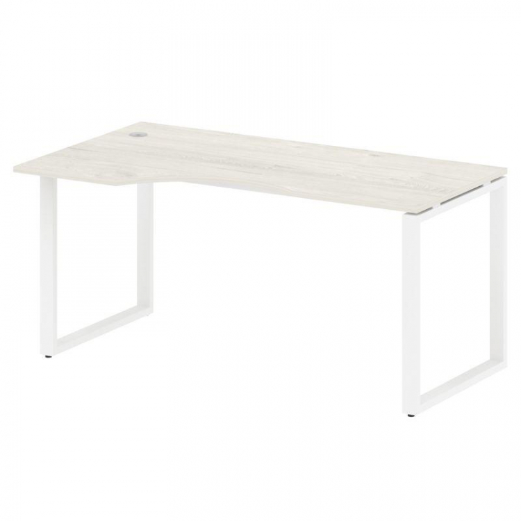 Metal System Стол криволинейный левый на О-образном м/к БО.СА-1 (L) Дуб Наварра/Металл Белый 1600*90