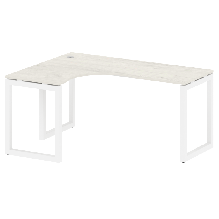 Metal System Quattro Стол криволинейный левый на О-образном м/к 50БО.СА-4 (L) Дуб Наварра/Металл Бел