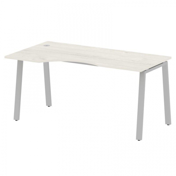 Metal System Стол криволинейный левый на А-образном м/к БА.СА-1 (L) Дуб Наварра/Металл Серый 1600*90