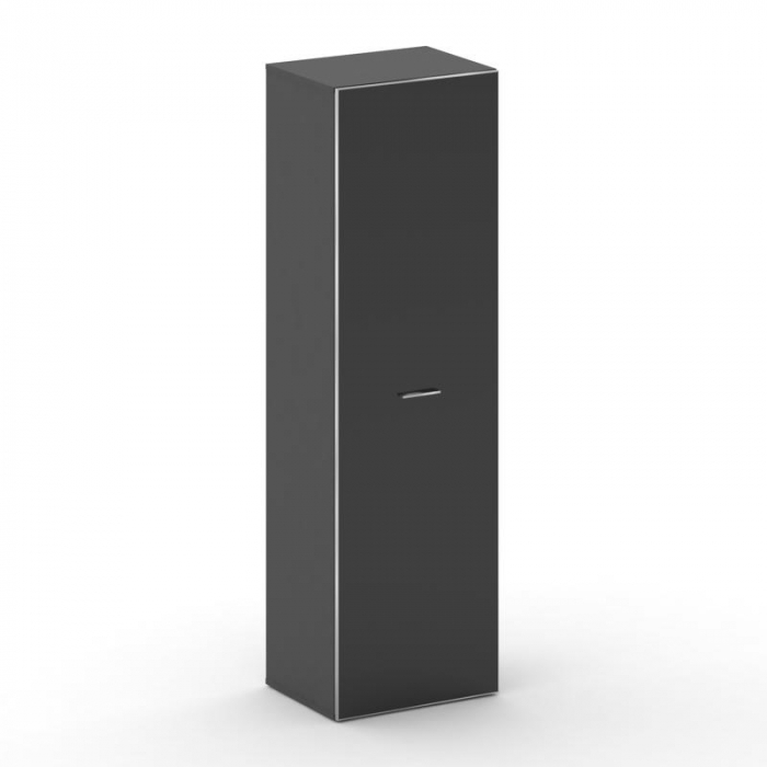 Fresco Гардероб узкий универсальный FR.GB-102 black Базальт UM/Лакобель Черный/Хром 600*460*2000