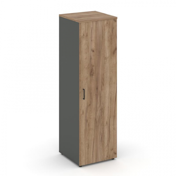 Style Project Гардероб узкий глубокий SN.GB.E-002 Антрацит/Дуб Табак/Черный Ручки 600*600*1982