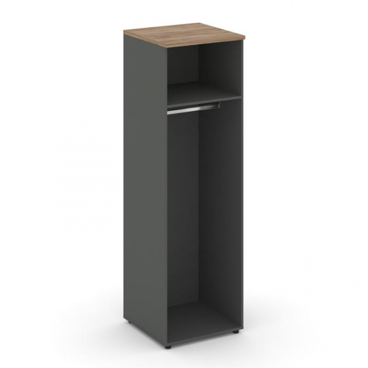 Style Project Гардероб узкий глубокий SN.GB.E-002 Антрацит/Дуб Табак/Черный Ручки 600*600*1982