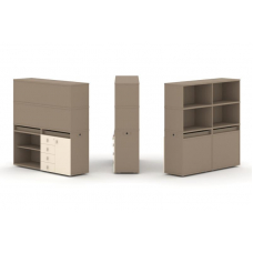 Estetica Набор №10. Тумба двойная+высокая надставка ES.NB.2V-10 Латте/Сатин 1500*410*1520