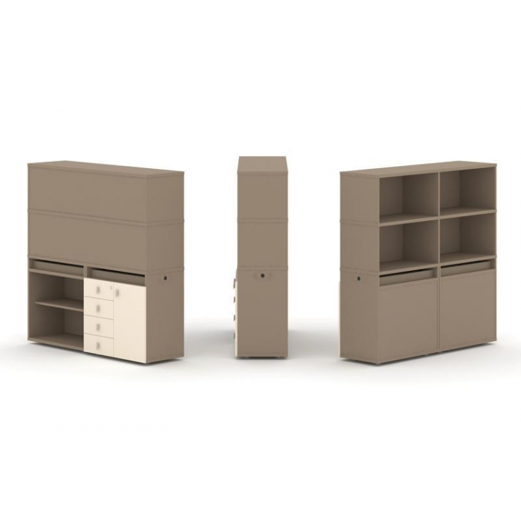 Estetica Набор №10. Тумба двойная+высокая надставка ES.NB.2V-10 Латте/Сатин 1500*410*1520