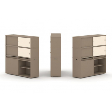 Estetica Набор №22. Тумба двойная+высокая надставка ES.NB.2V-22 Латте/Сатин 1500*410*1520