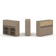 Estetica Набор №2. Тумба двойная+низкая надставка ES.NB.2N-2 Латте/Тиквуд Светлый 1500*410*1135