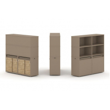 Estetica Набор №7. Тумба двойная+высокая надставка ES.NB.2V-7 Латте/Тиквуд Светлый 1500*410*1520