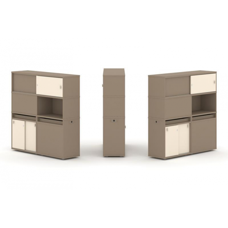 Estetica Набор №32. Тумба двойная+высокая надставка ES.NB.2V-32 Латте/Сатин 1500*410*1520