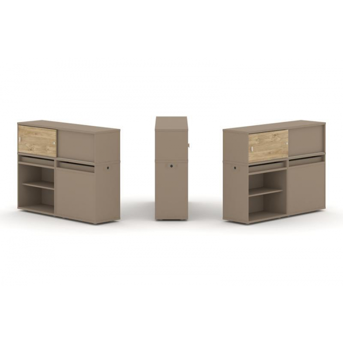 Estetica Набор №14. Тумба двойная+низкая надставка ES.NB.2N-14 Латте/Тиквуд Светлый 1500*410*1135