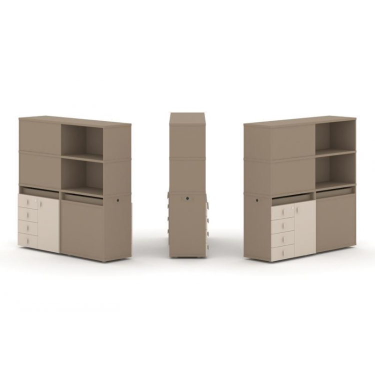 Estetica Набор №18. Тумба двойная+высокая надставка ES.NB.2V-18 Латте/Капучино 1500*410*1520