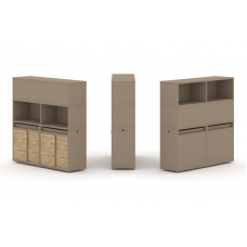 Estetica Набор №7. Тумба двойная+высокая надставка ES.NB.2V-7 Латте/Тиквуд Светлый 1500*410*1520