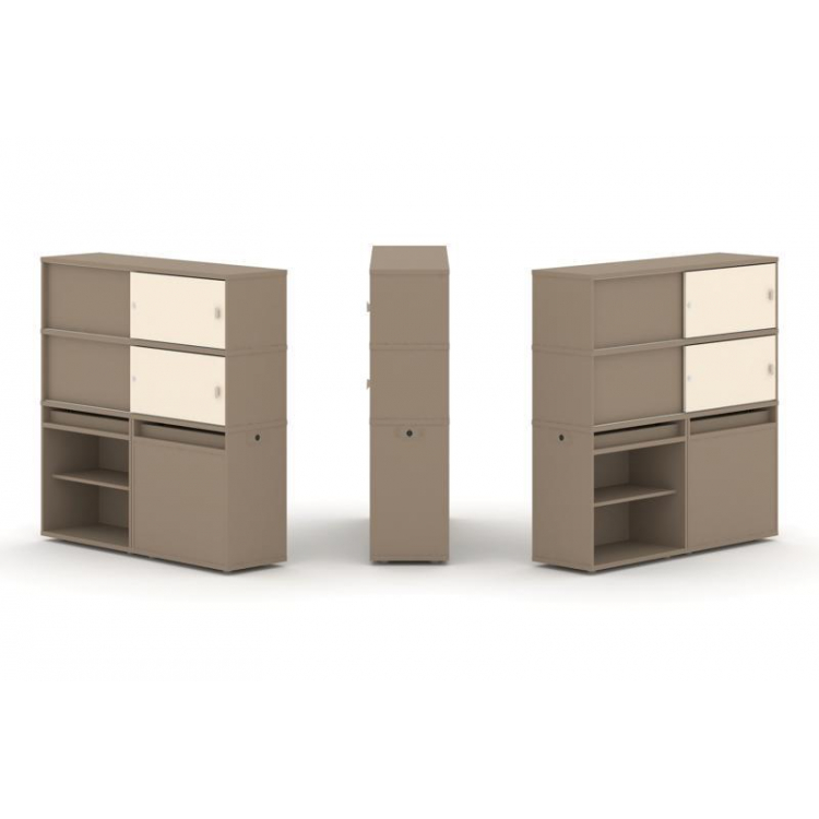 Estetica Набор №22. Тумба двойная+высокая надставка ES.NB.2V-22 Латте/Сатин 1500*410*1520