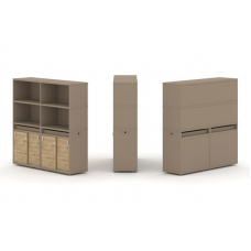 Estetica Набор №7. Тумба двойная+высокая надставка ES.NB.2V-7 Латте/Тиквуд Светлый 1500*410*1520