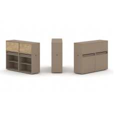 Estetica Набор №2. Тумба двойная+низкая надставка ES.NB.2N-2 Латте/Тиквуд Светлый 1500*410*1135