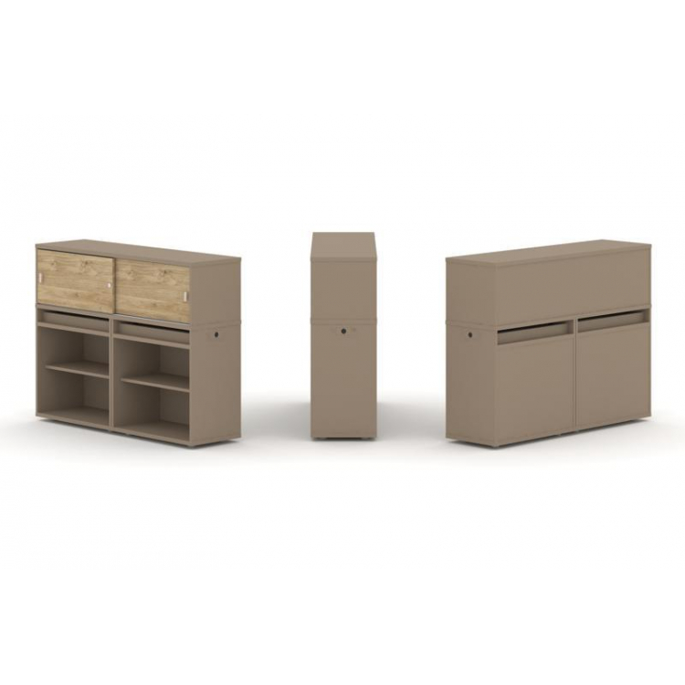 Estetica Набор №2. Тумба двойная+низкая надставка ES.NB.2N-2 Латте/Тиквуд Светлый 1500*410*1135