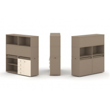 Estetica Набор №10. Тумба двойная+высокая надставка ES.NB.2V-10 Латте/Сатин 1500*410*1520