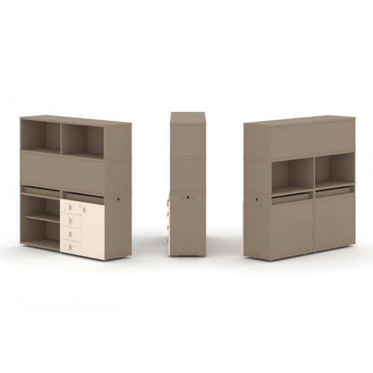 Estetica Набор №10. Тумба двойная+высокая надставка ES.NB.2V-10 Латте/Сатин 1500*410*1520