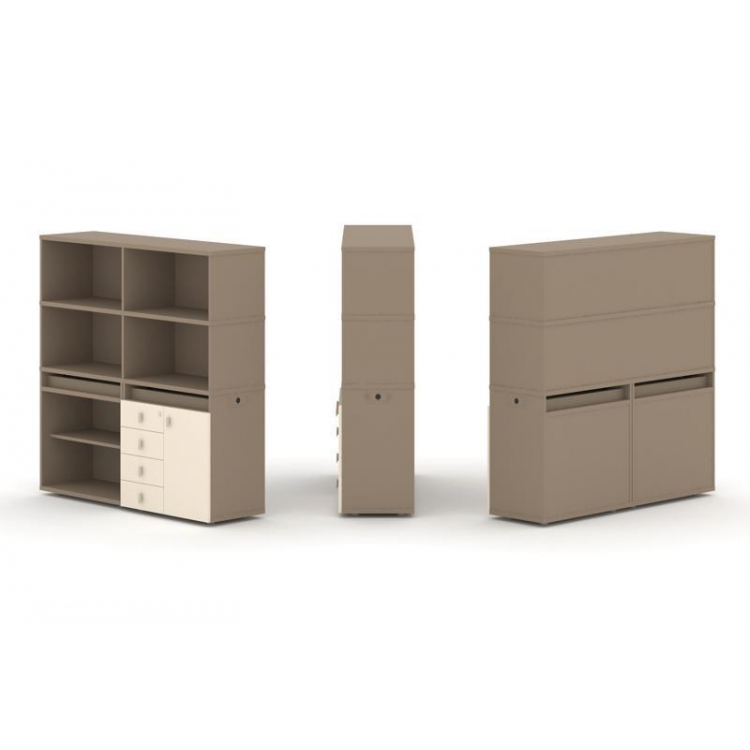 Estetica Набор №10. Тумба двойная+высокая надставка ES.NB.2V-10 Латте/Сатин 1500*410*1520