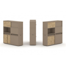 Estetica Набор №33. Тумба двойная+высокая надставка ES.NB.2V-33 Латте/Тиквуд Светлый 1500*410*1520