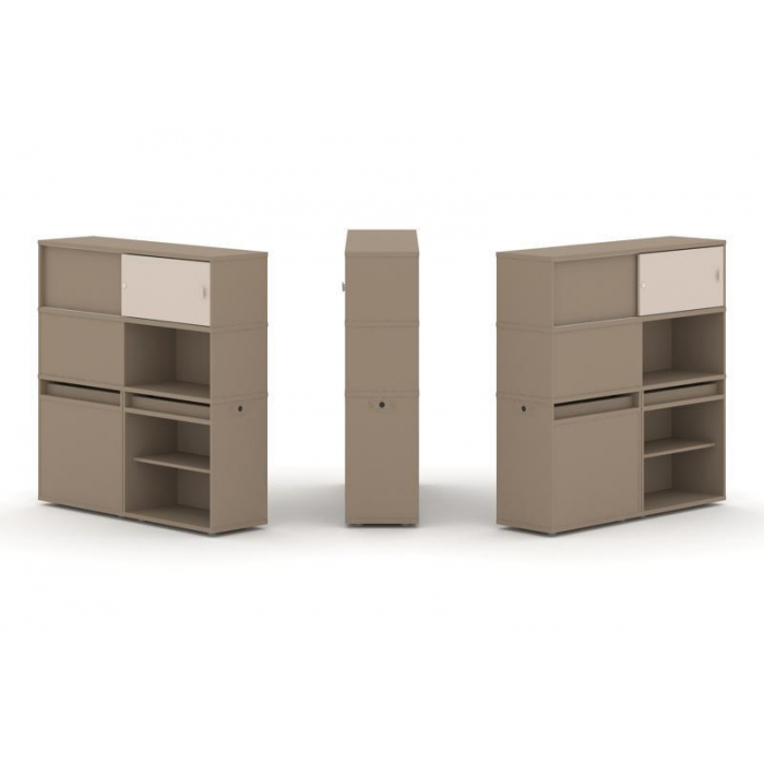 Estetica Набор №28. Тумба двойная+высокая надставка ES.NB.2V-28 Латте/Капучино 1500*410*1520