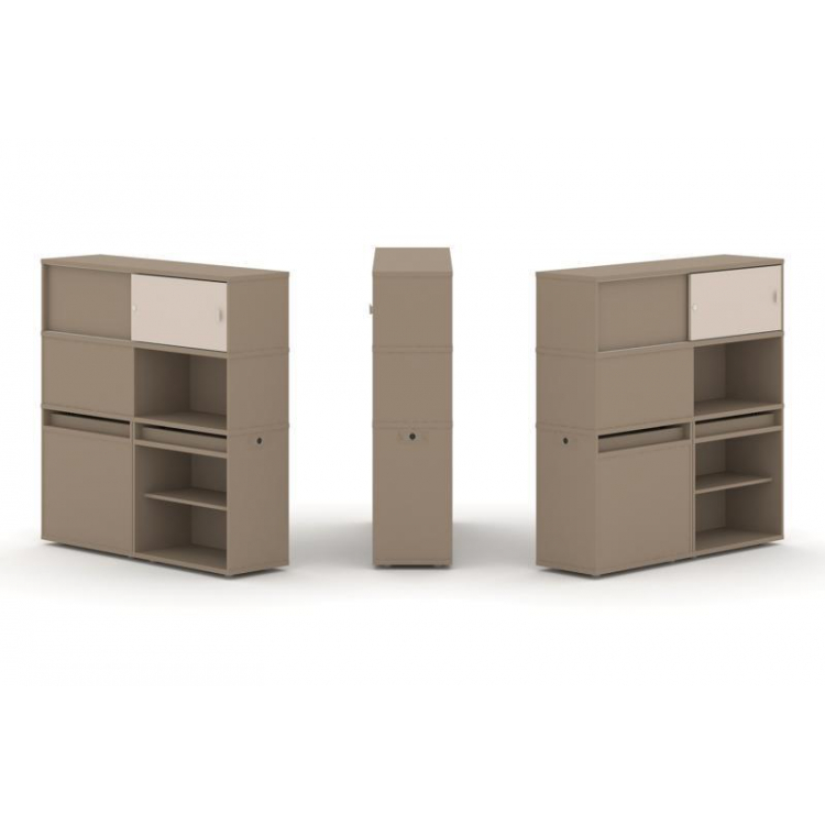 Estetica Набор №28. Тумба двойная+высокая надставка ES.NB.2V-28 Латте/Капучино 1500*410*1520