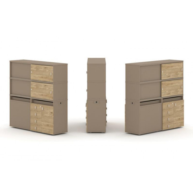 Estetica Набор №24. Тумба двойная+высокая надставка ES.NB.2V-24 Латте/Тиквуд Светлый 1500*410*1520