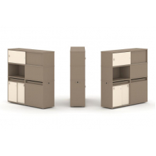 Estetica Набор №33. Тумба двойная+высокая надставка ES.NB.2V-33 Латте/Сатин 1500*410*1520